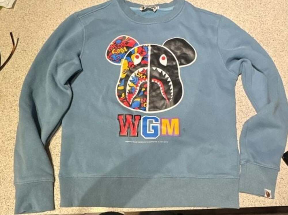 A Bathing Ape x Medicom Toy be@RBRICK Shark wgm Crewneck Sweatshirt